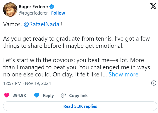 Final message of Rafael Nadal.